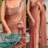 Rust Brown Fandy Chiffon Saree