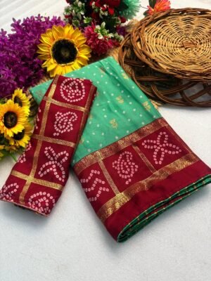 Green Heavy Marshmallow Foil Saree