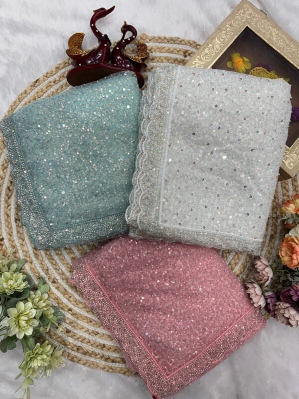 Sequins Soft Net Saree