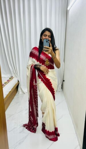 Wrap Yourself in Tradition - Pure Softy Silk Pashmina Print Saree Wrap Yourself in Tradition