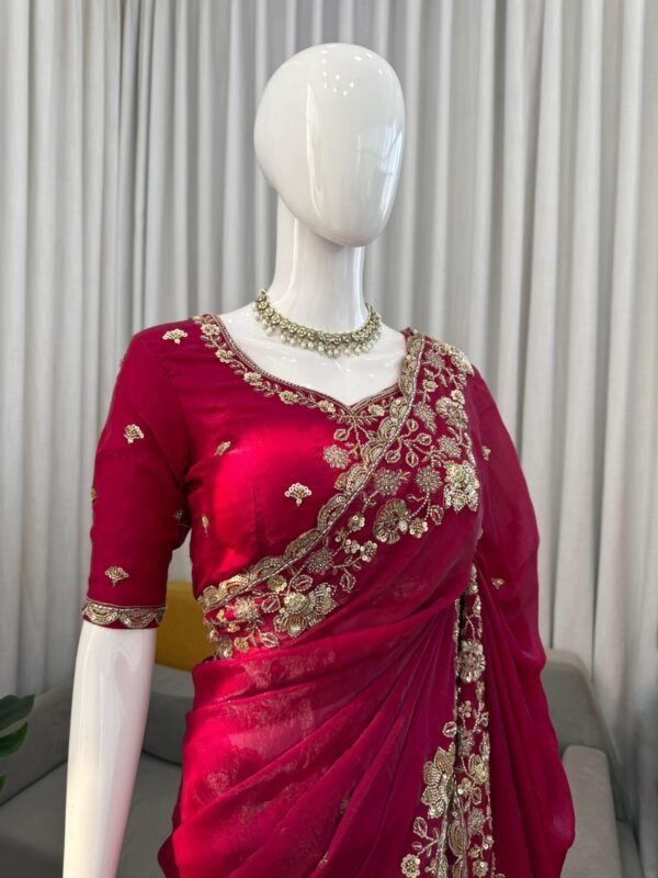 Pink Designer Fendy Silk Saree