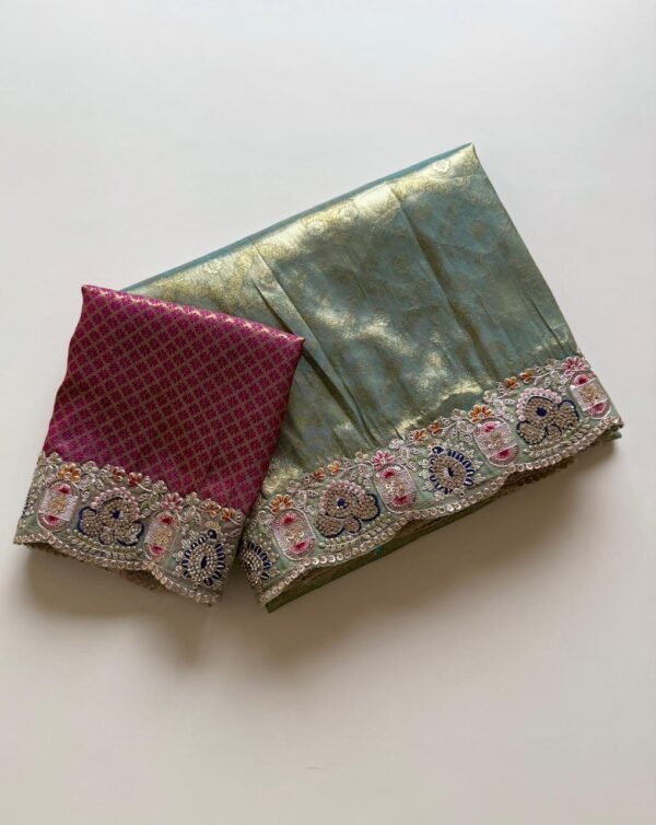 Mint Green Soft Silk Jacquard Weaving Saree