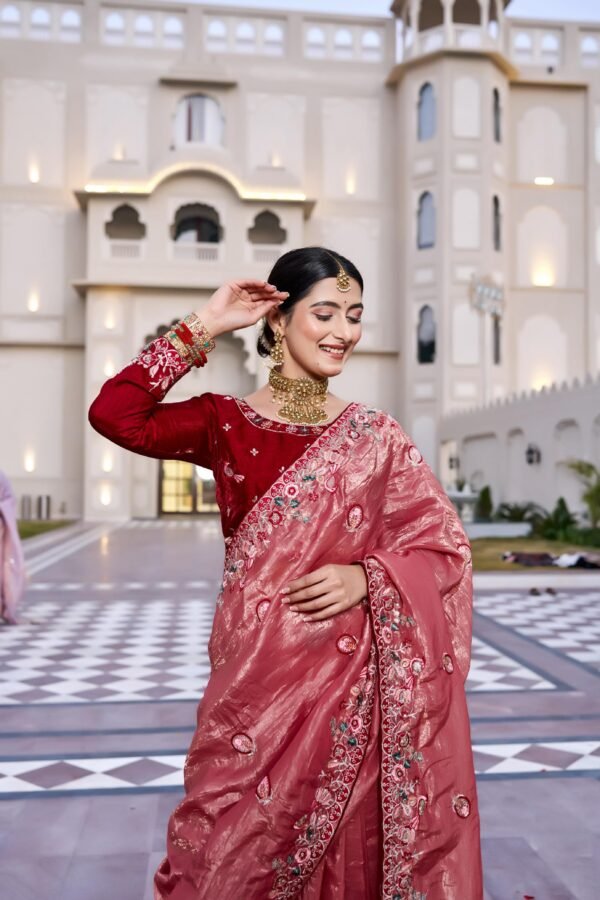 Maroon Wedding Pure Tissue Silk Saree